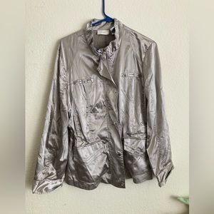 Chicos Lightweight silver metallic jacket.